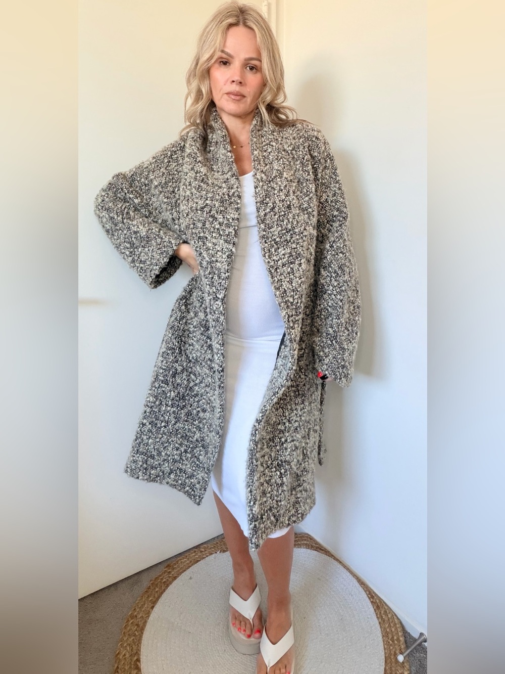 Reformation Marled Gray Bouclรฉ Coat